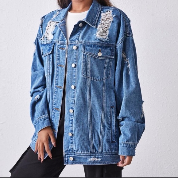 SHEIN Distressed Blue Jean Jacket - Picture 5 of 5
